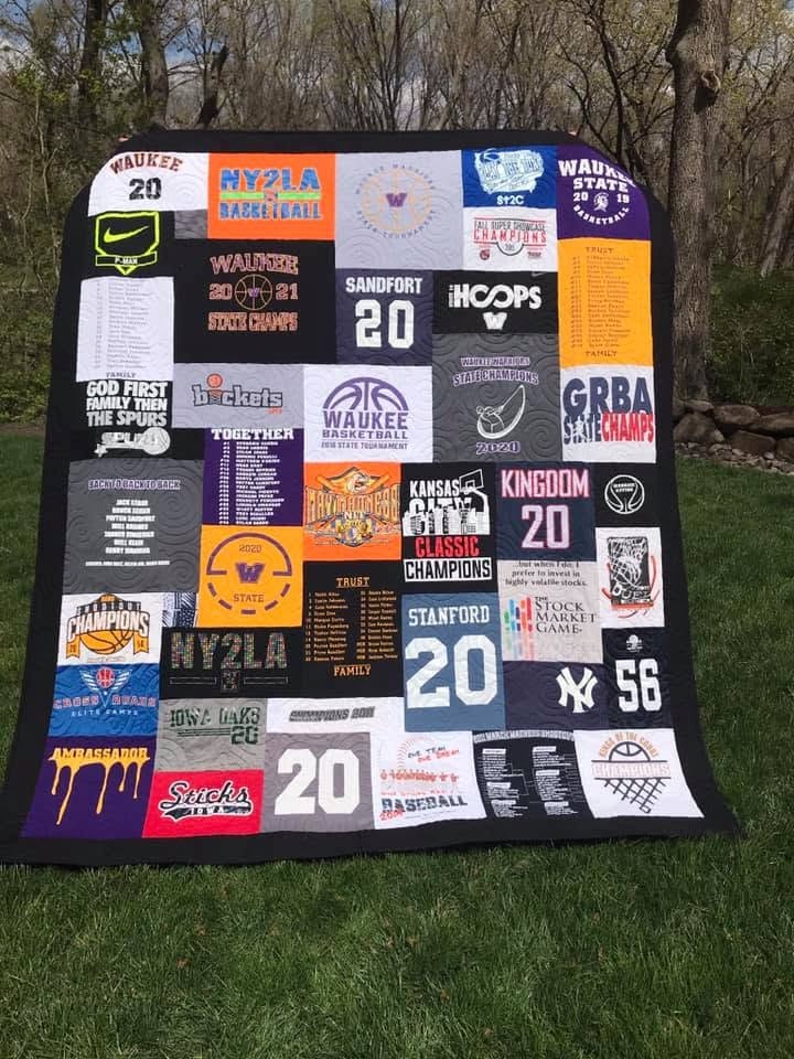 Sports memorabilia t-shirt quilt