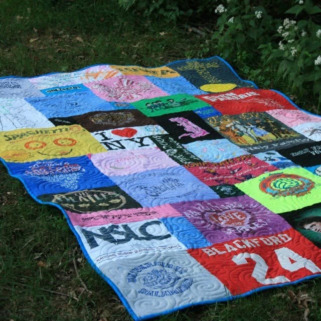 Colorful concert and travel t-shirt quilt