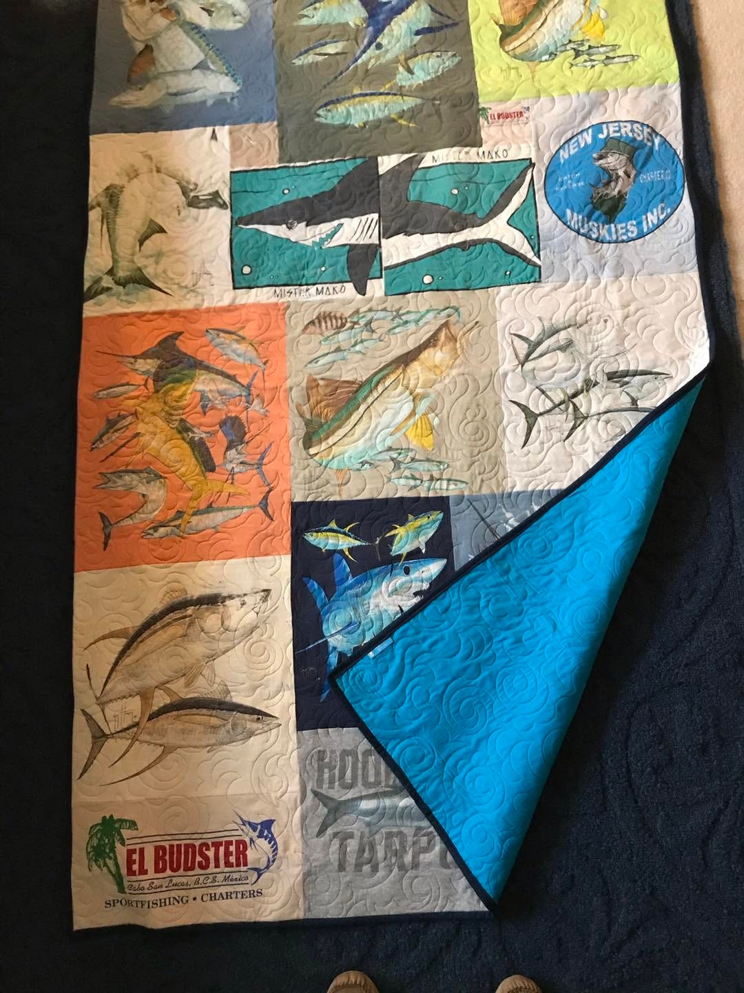Fishing themed t-shirt quilt