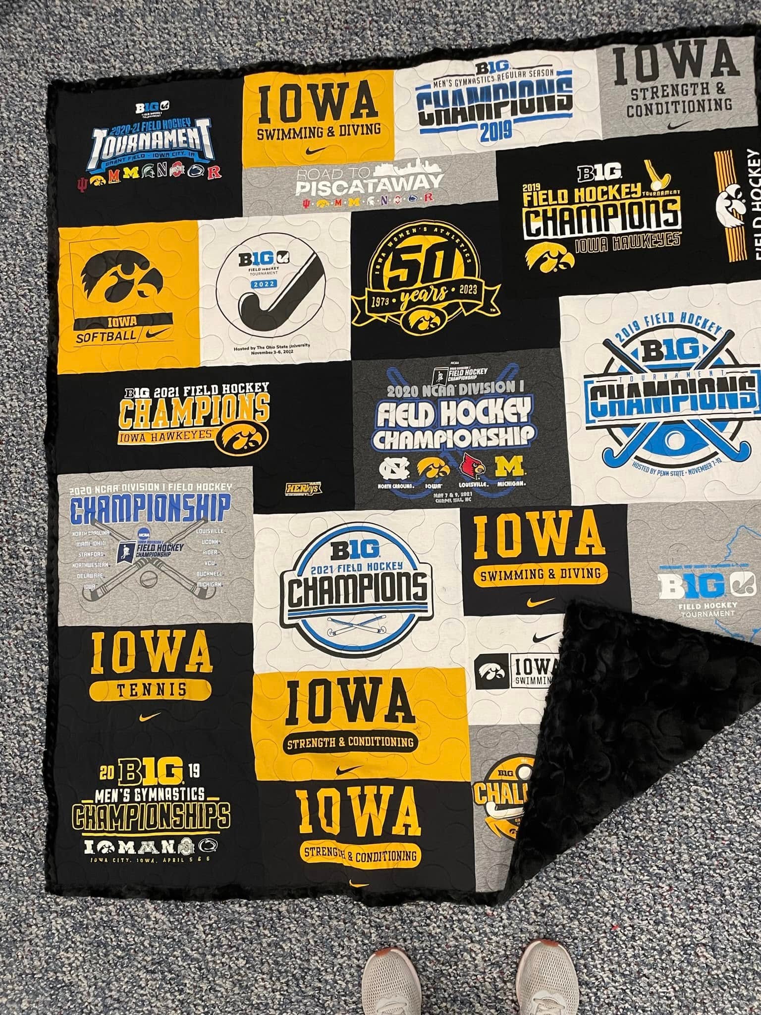 Iowa Hawkeyes championship t-shirt quilt