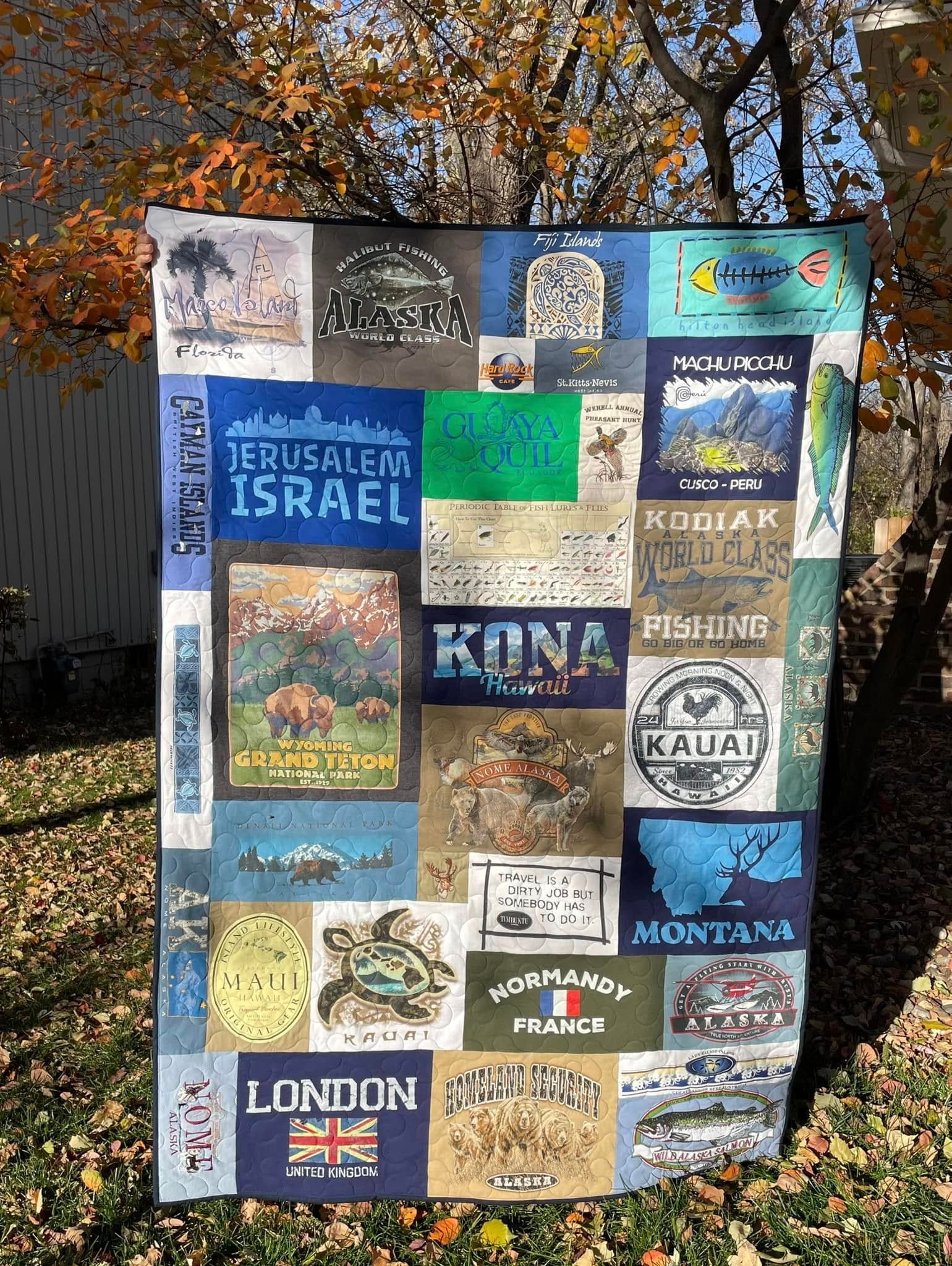Travel destination t-shirt quilt