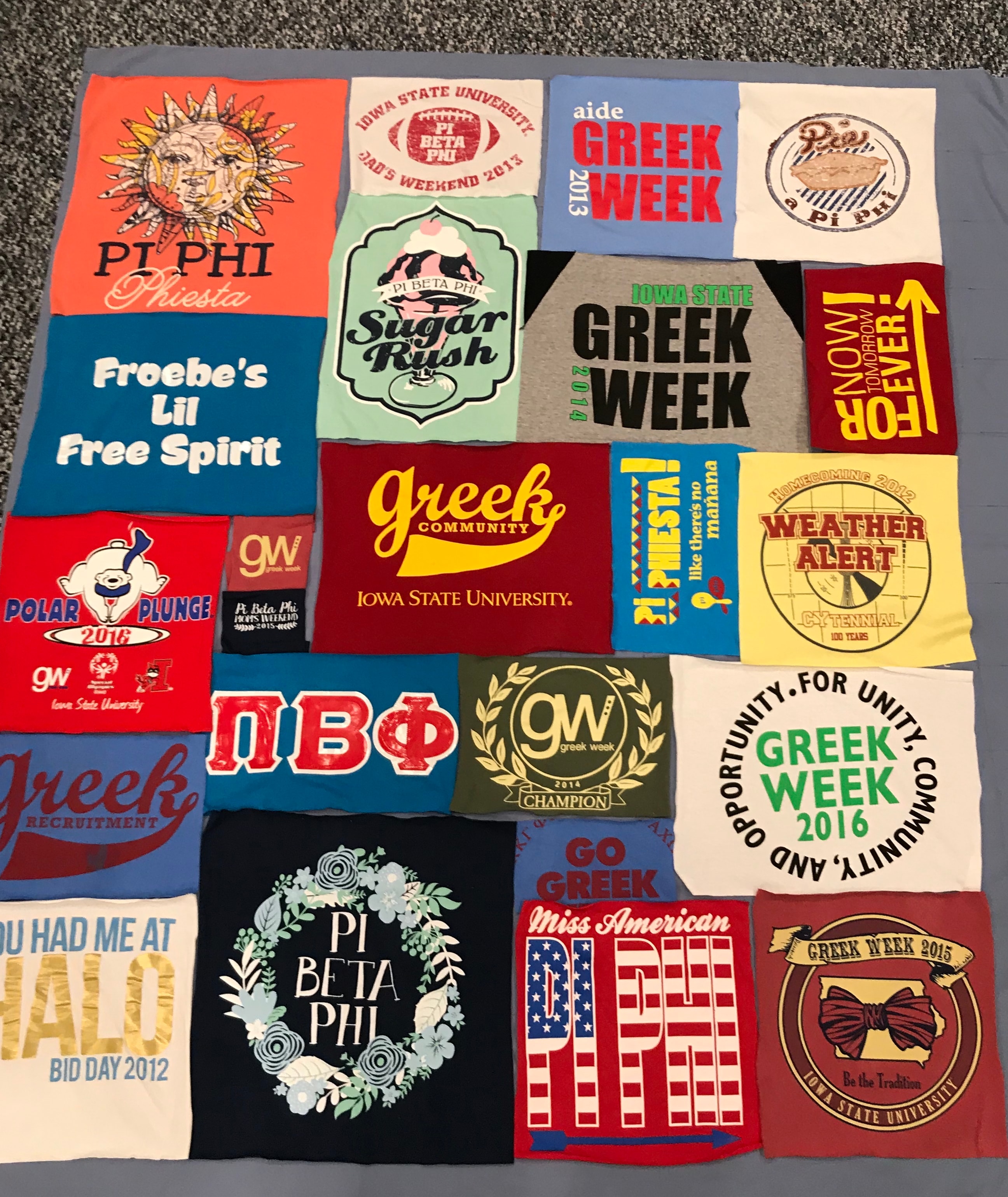 Greek life sorority t-shirt quilt